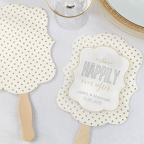 Personalized Gold Dot Hand Fan