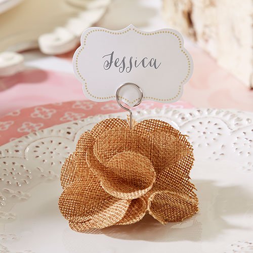 Burlap Flower Place Card Holder