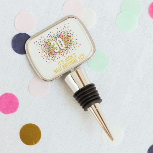 Personalized Birthday Bottle Stopper with Epoxy Dome