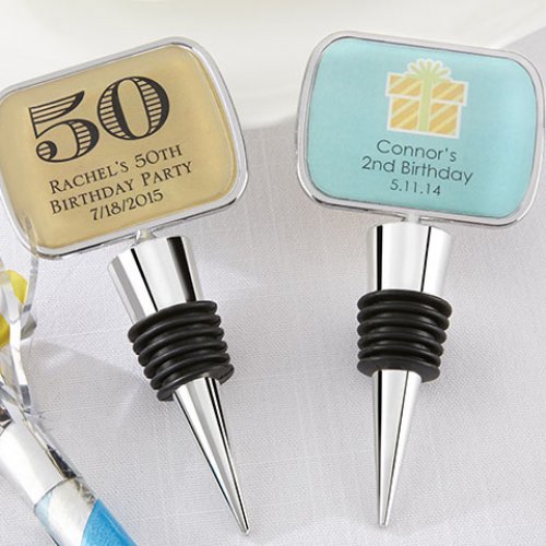 Personalized Birthday Bottle Stopper with Epoxy Dome