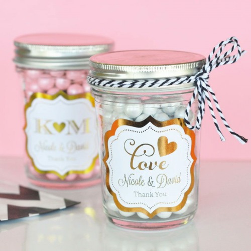 Personalized Metallic Foil Mini Mason Jars
