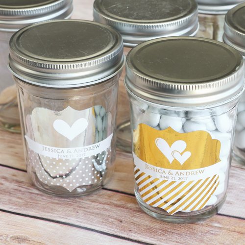 Personalized Metallic Foil Mini Mason Jars