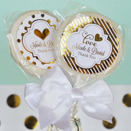 Personalized Metallic Foil Lollipop Favors