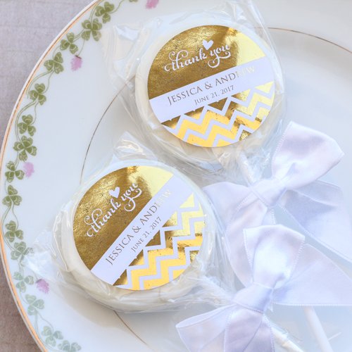 Personalized Bridal Metallic Foil Lollipop Favors
