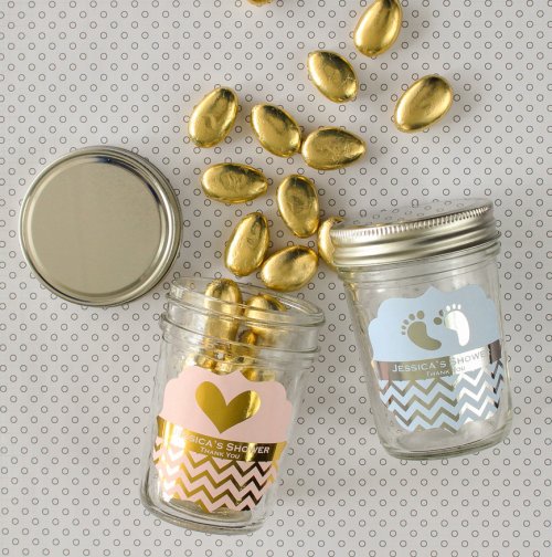 Personalized Baby Shower Metallic Foil Mason Jars