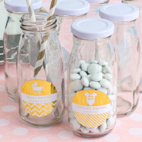 Personalized Baby Shower Metallic Foil Milk Bottles