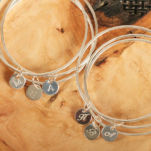 Circle Letter Tag Bangle