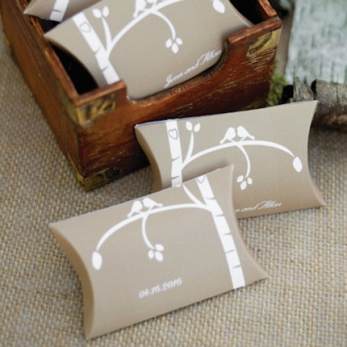 Personalized Love Birds Pillow Boxes