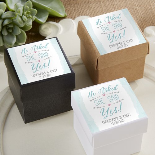 Square Favor Boxes with Personalized Labels