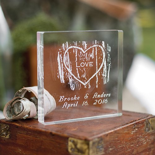 Personalized Woodgrain Love Cake Topper