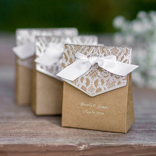 Personalized vintage tent wedding favors