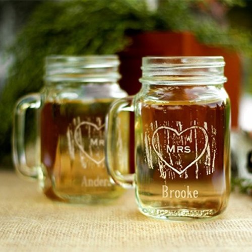 Personalized Woodgrain Love Mason Jars