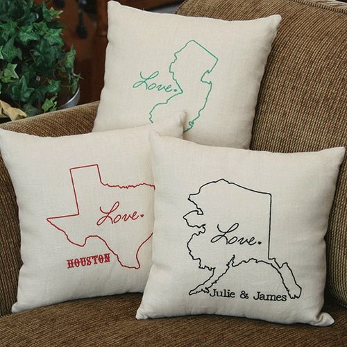 Personalized State Linen Throw Pillow