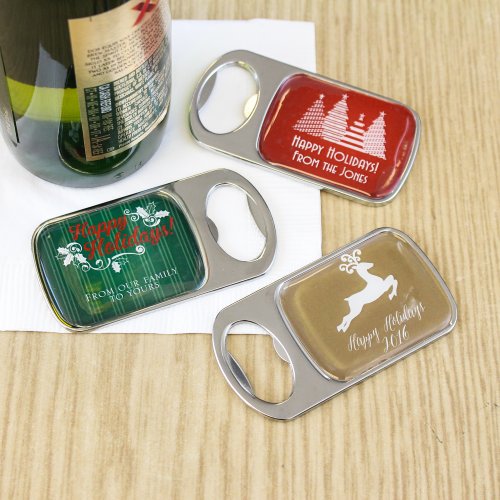 Personalized Holiday Bottle Opener with Epoxy Dome