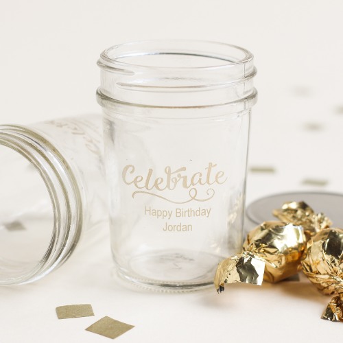 Personalized Birthday Printed Glass Mason Jar