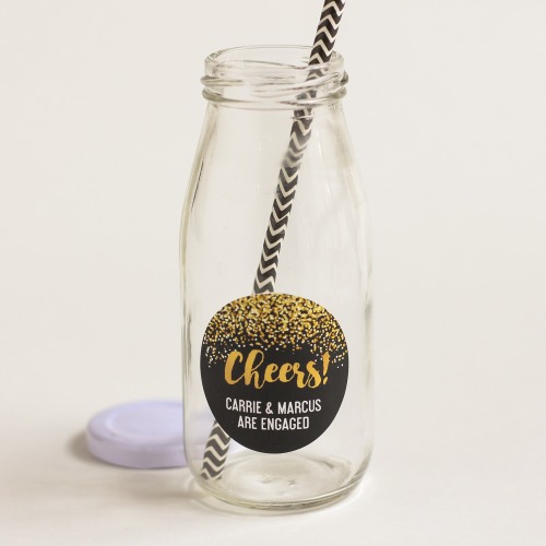 Personalized Wedding Themed Milk Jars and Straws