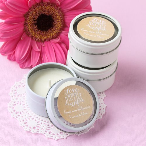 Personalized Wedding Themed Round Candle Tin