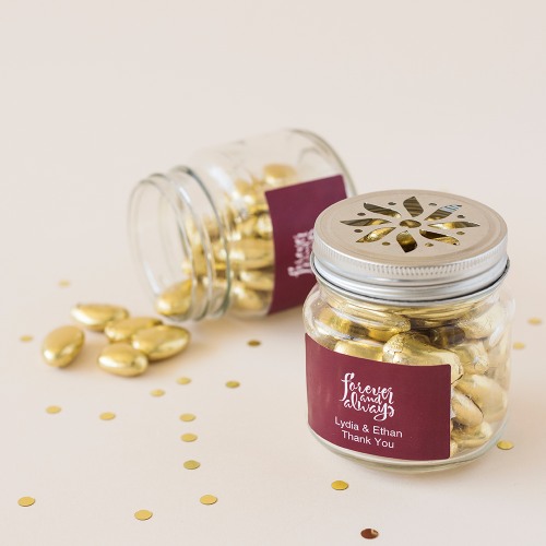 Personalized Wedding Themed Flower Lid Mason Jars
