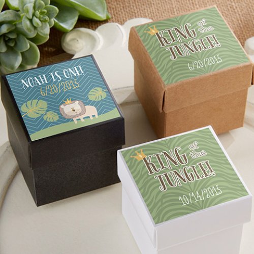 Square Favor Boxes with Personalized Birthday Labels