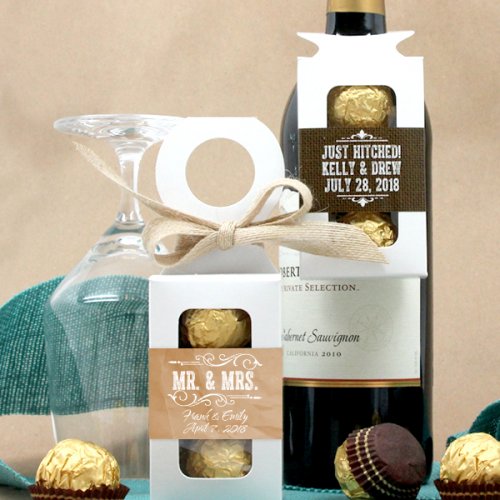 Bottle Hanger Favor Boxes with Personalized Labels