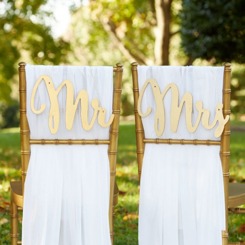 Mr. & Mrs. Chair Sign in Gold