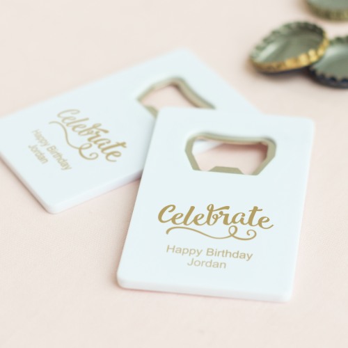 Personalized Birthday Credit Card Bottle Opener Favors