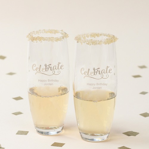 Personalized Birthday Stemless Champagne Flute