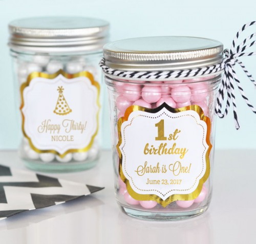 Personalized Birthday Metallic Foil Mason Jars