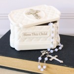 Cross Keepsake Box with Rosary Beads