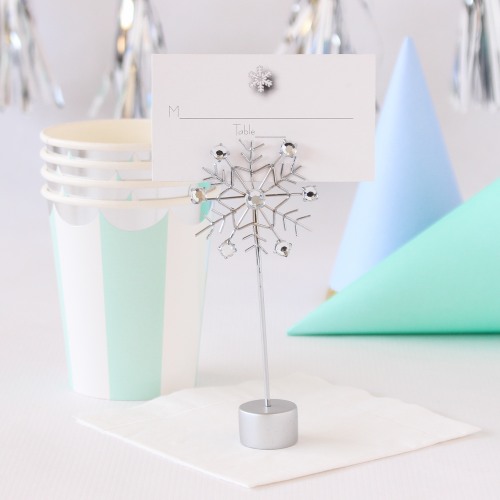 Snowflake Place Cards, Snow Place Card Holders, Snowflake Photo Holders