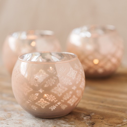 Patterned Glass Globe Votive Holder