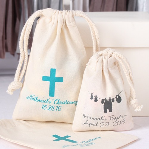 Personalized Natural Cotton Religious Favor Bag
