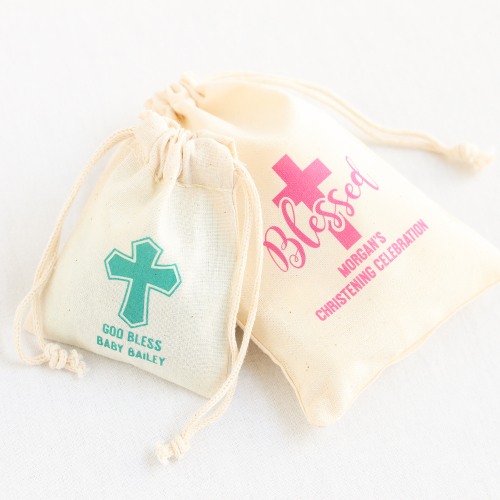 Personalized Natural Cotton Religious Favor Bag