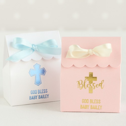Personalized Scalloped Religious Favor Box