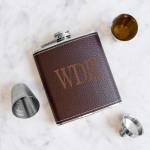 Personalized Leather Flask Set