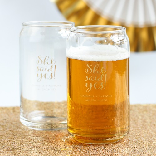 Personalized Wedding Can Glass