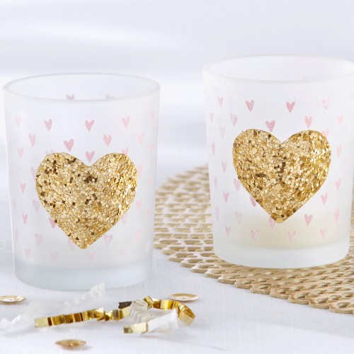 Glitter Heart Tealight Holders