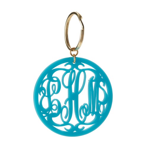 Rimmed Script Monogram Key Chain