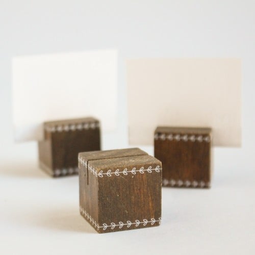 Romantic Garden Wood Cube Place Card Holder