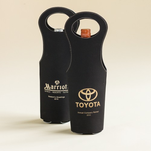 Personalized Corporate Faux Leather Wine Tote