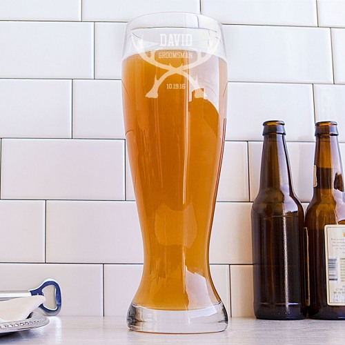 Personalized Antlers 54 oz. Beer Glass