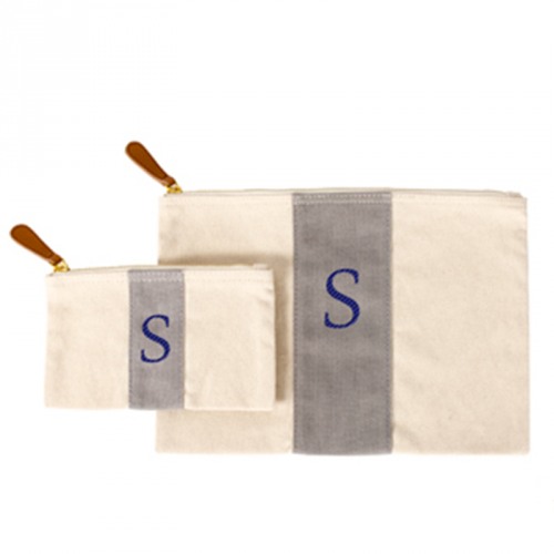 Personalized Stitched Stripe Canvas Clutch Set