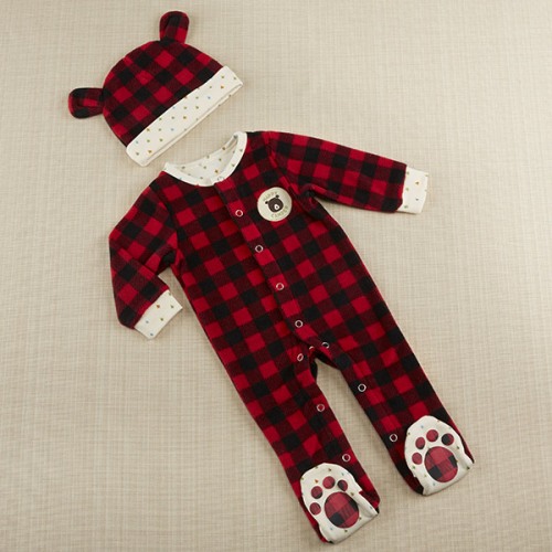 Happy Camper Red Plaid Fleece Pajama Set