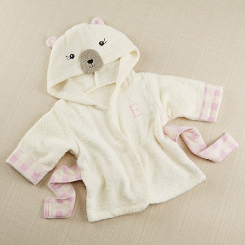 Personalized Beary Bundled Hooded Cream and Pink Robe
