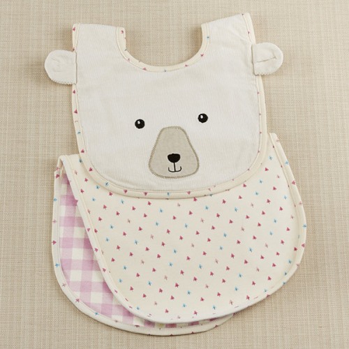 Happy Camper Pink Plaid Bib and Burp Set