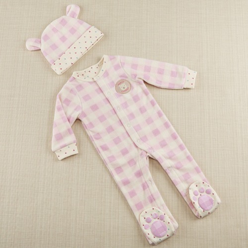 Happy Camper Pink Plaid Fleece Pajama Set