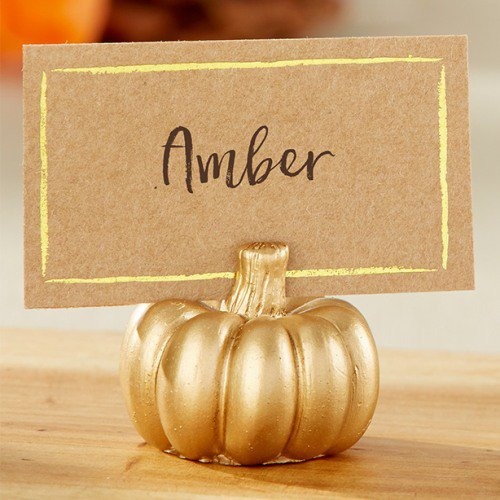 Gold Pumpkin Baby Shower Place Card Holder