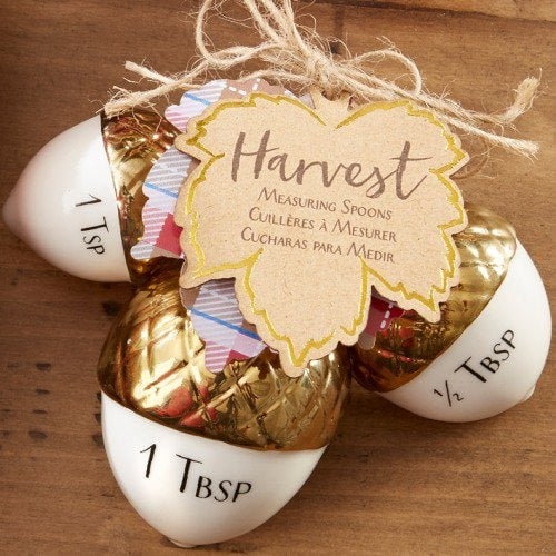 Gold Dipped Ceramic Acorn Measuring Spoons Party Favor