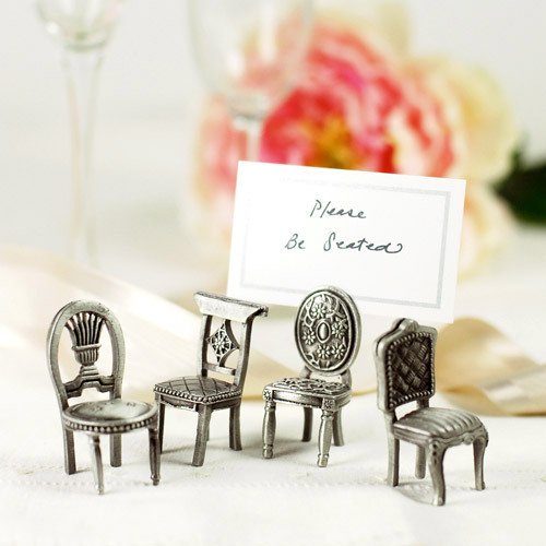 Pewter Antique Place Chair Place Card Holders