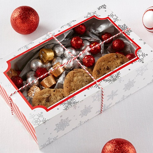 Silver Foil Snowflake Holiday Treat Boxes